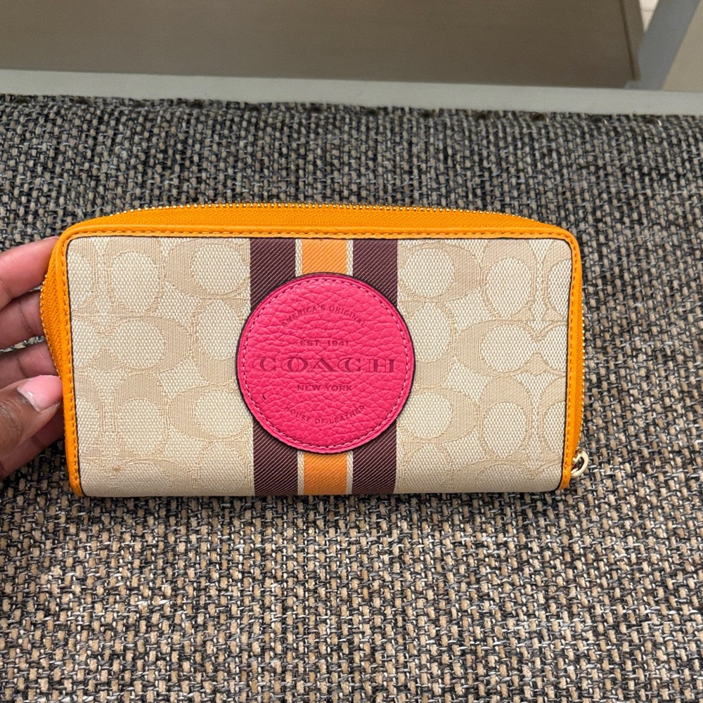Coach Beige and Orange Stripe Wallet